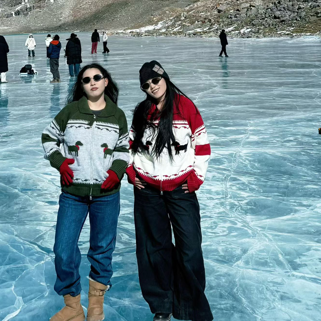 ｛Zhuo Cai毛衣｝新款提花针织冬季加厚慵懒风开衫～卓彩