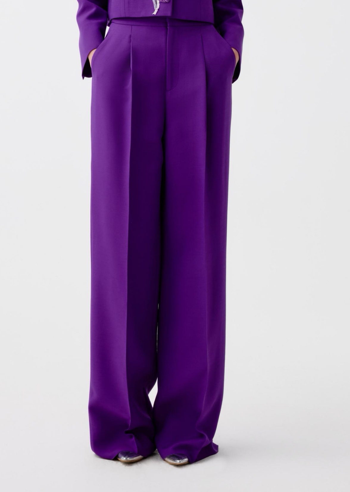 【刘彤推荐】玉琼  紫色高腰直筒裤子 J25A1108