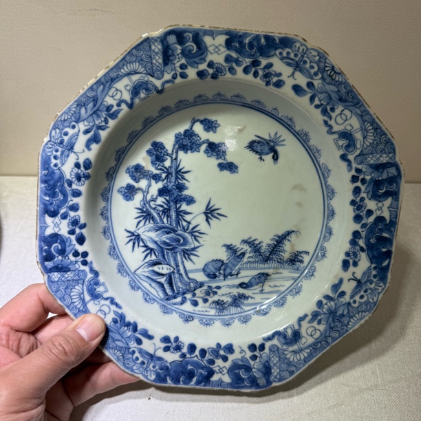 bcc20d10s2500cz康熙青花花鸟八方盘