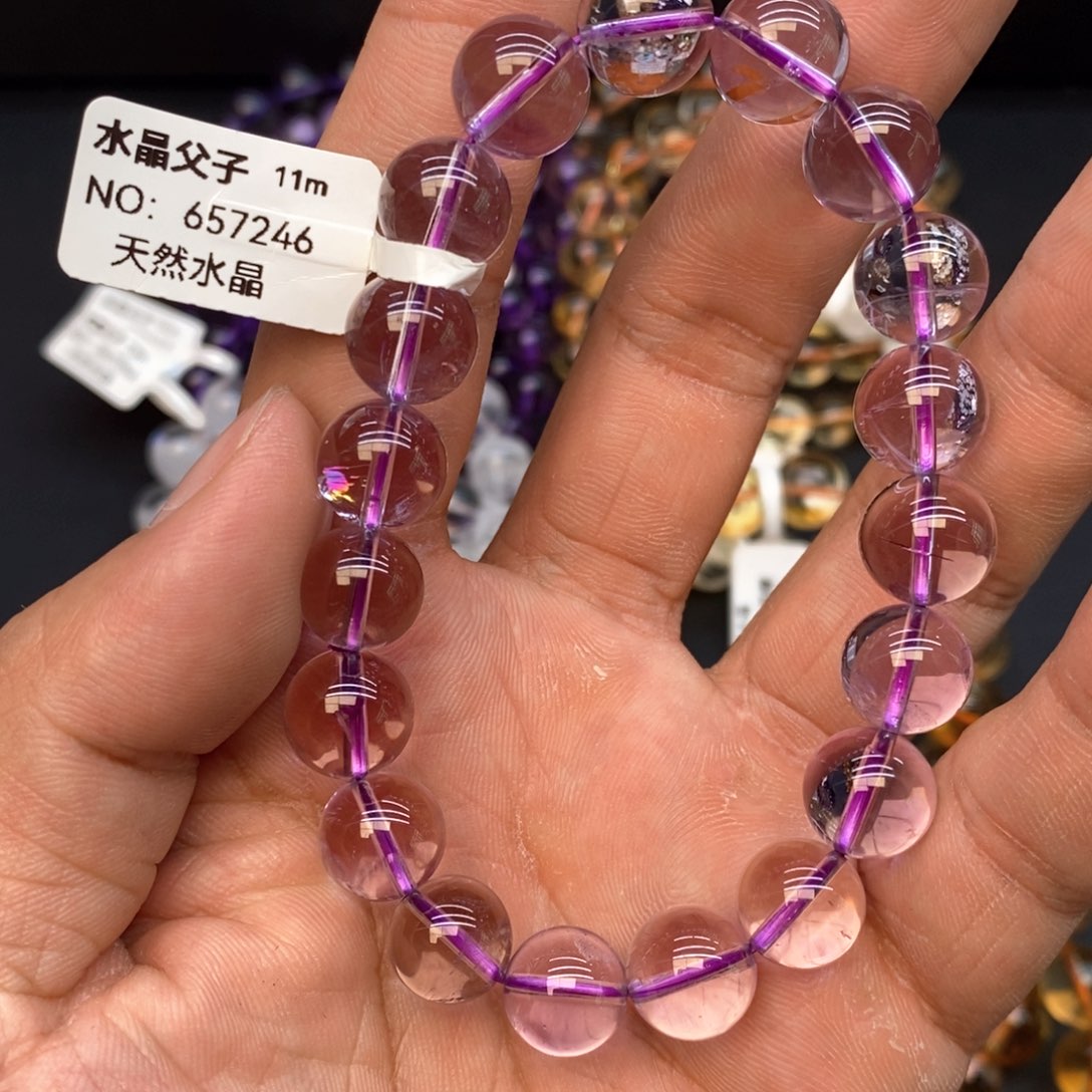 水晶手串未镶嵌5紫水晶11mm