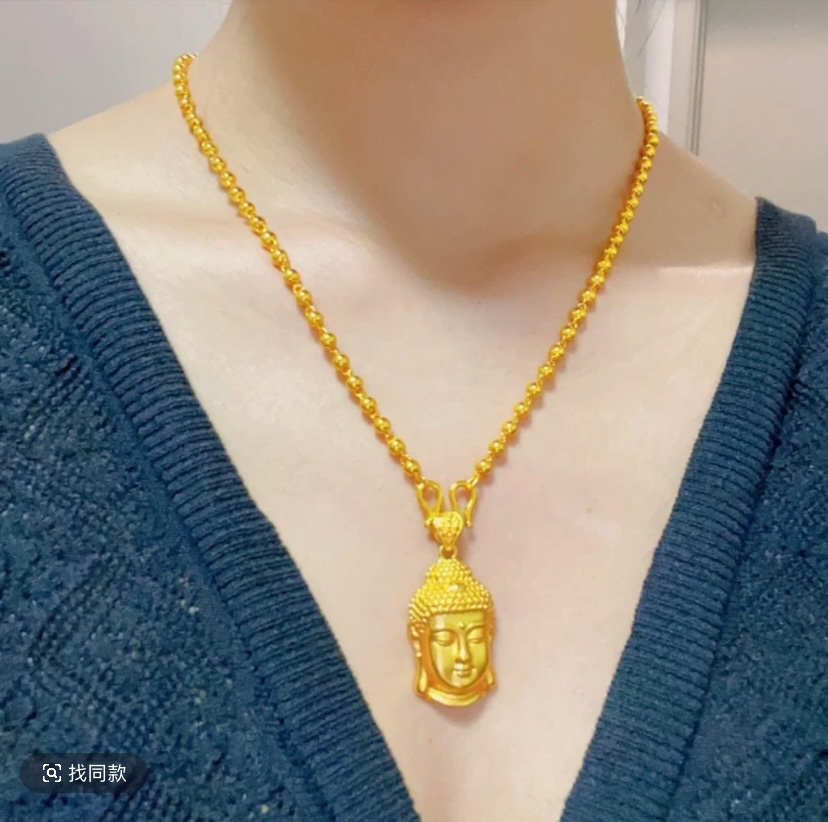 铜合金吊坠 高版本4mm圆珠链配永保平安佛毛衣链吊坠