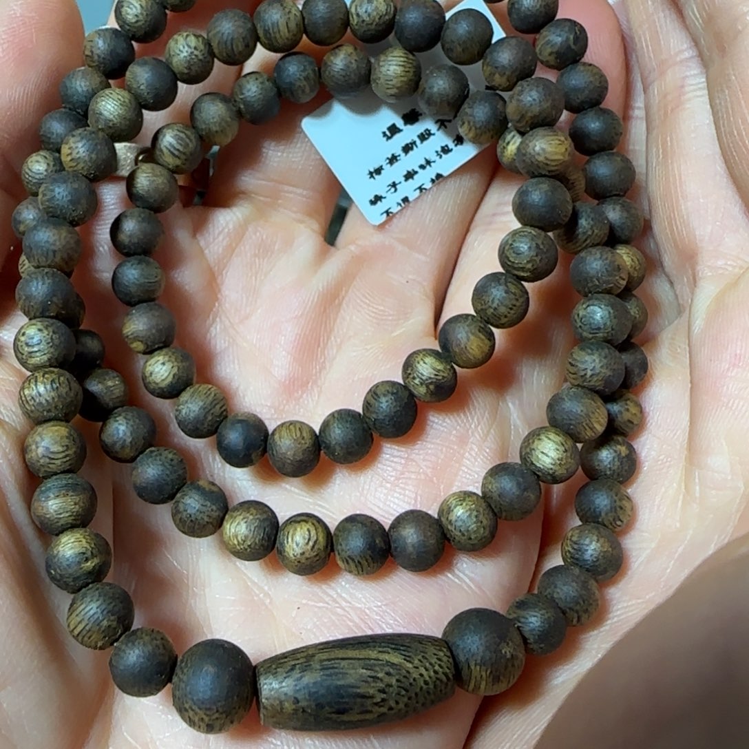 手串沉香绿奇楠沉香圆珠多圈定制款06