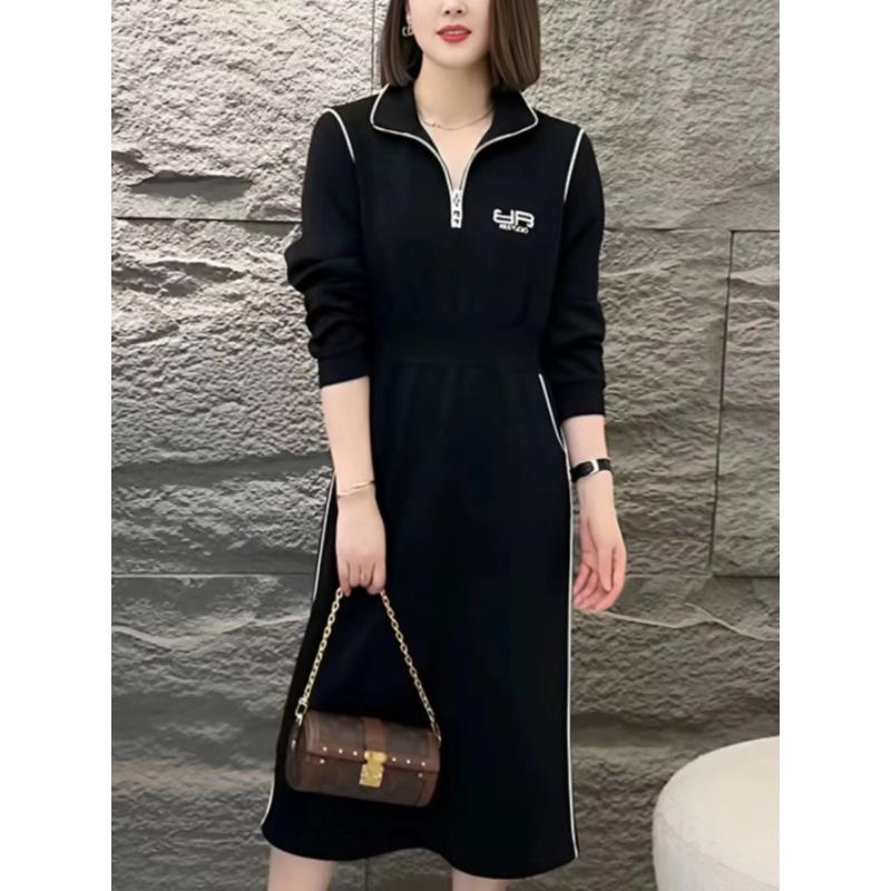 【Y3896】春秋新款显瘦气质收腰A字版长袖卫衣裙洋气时尚减龄款