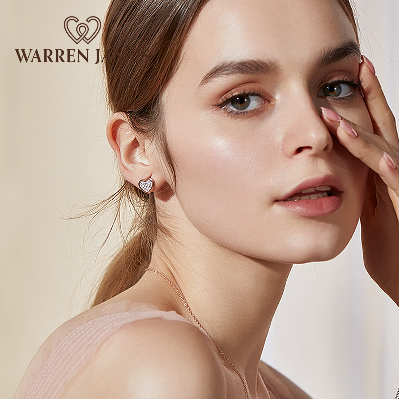 Warren James 925银仿水晶耳饰 爱心施华水晶耳环百搭正品