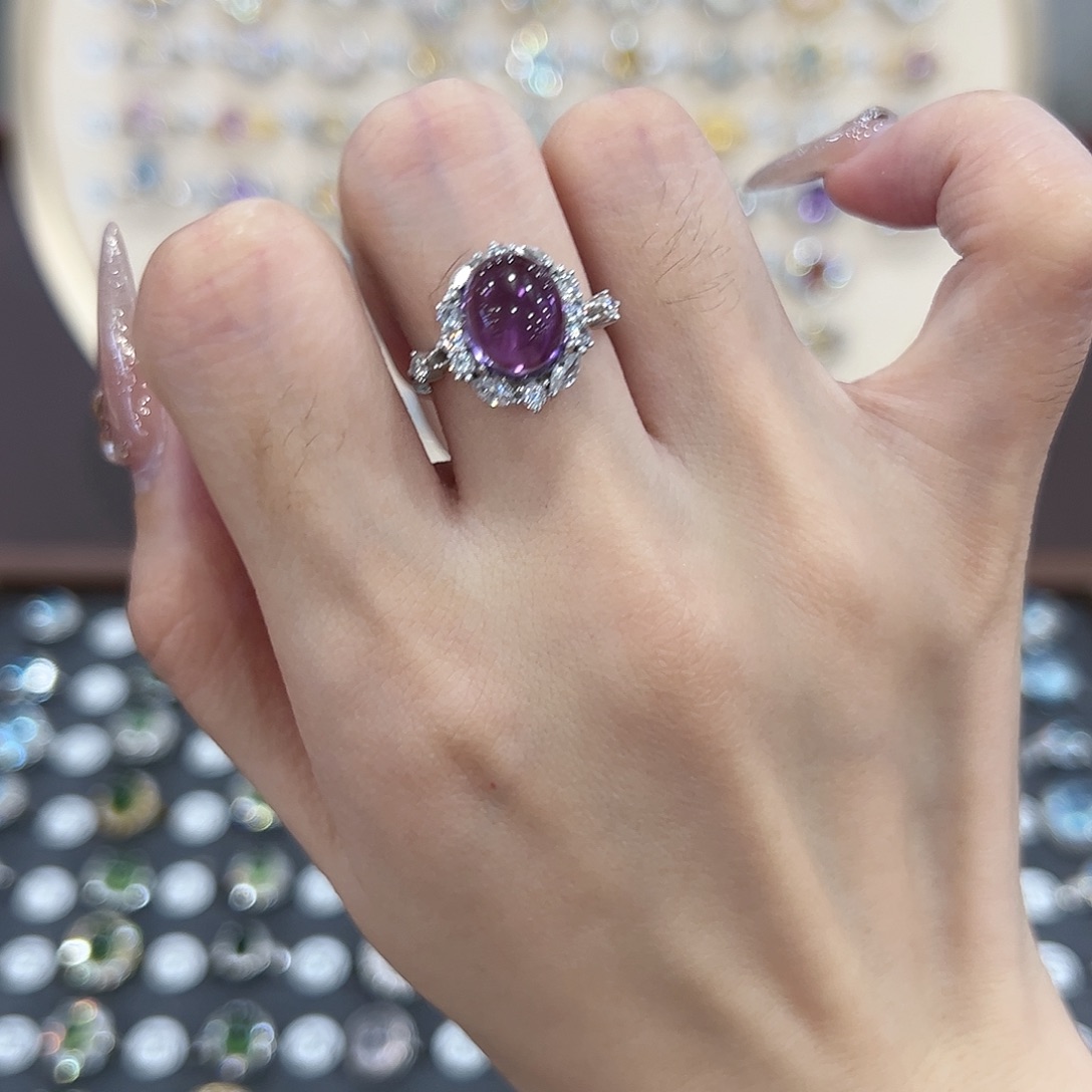 蛇纹石玉银S925镶嵌戒指