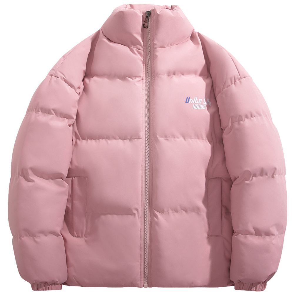  落肩袖帅气加绒加厚保暖宽松立领面包棉服 男女同款