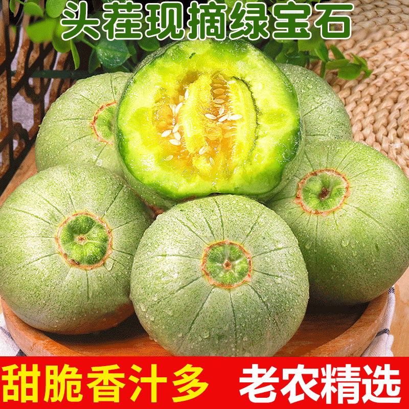 念【香甜 绿宝石甜瓜】山东头茬绿宝甜瓜新鲜水果脆甜多汁3斤5斤装