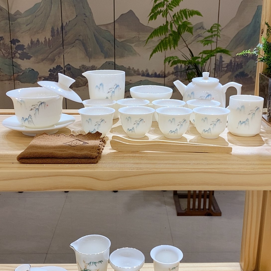 【墨城】羊脂玉瓷高山流水16头