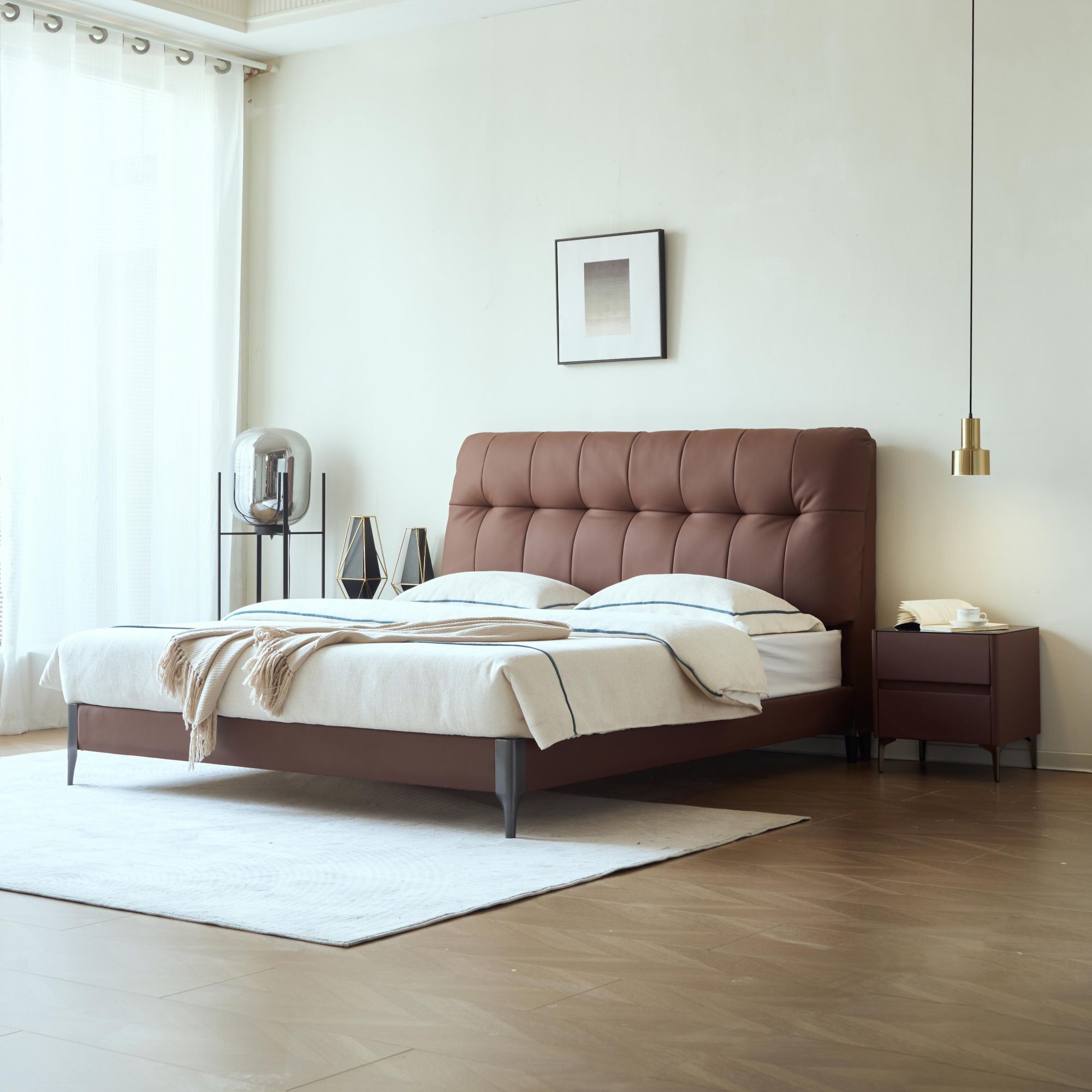 沐氧寝居全拆真皮软体床主卧次卧婚床真皮床软体床全实木床