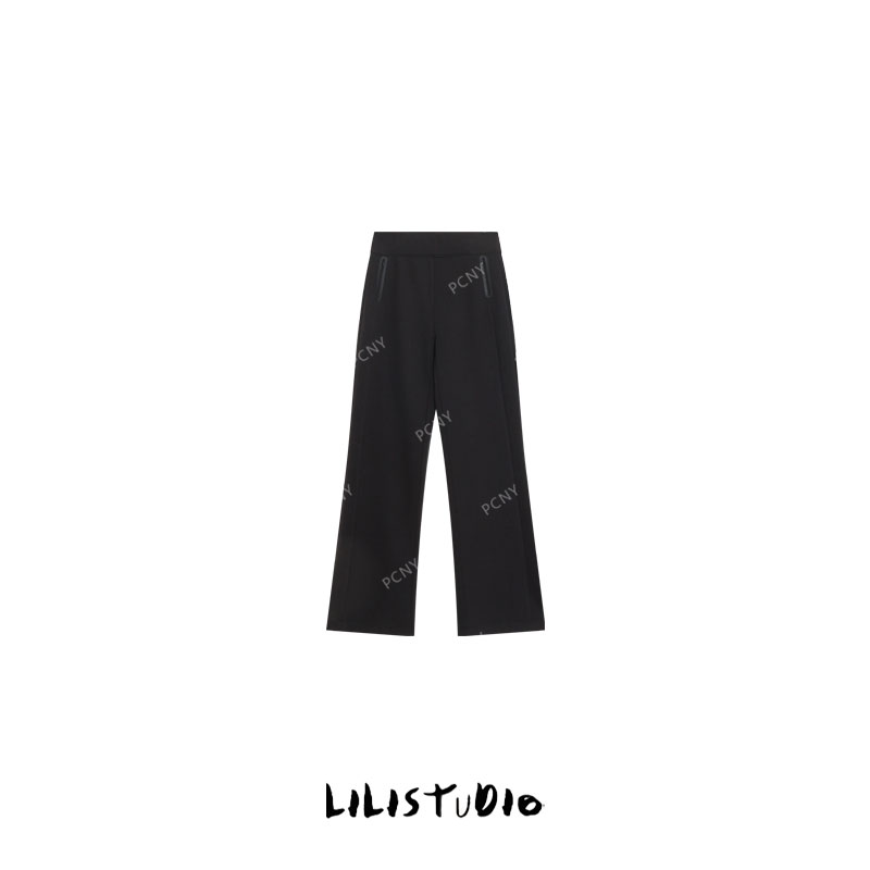 PCNY不理理“星夜漫舞”英伦风松紧腰抽绳舒适百搭羊毛时尚休闲裤