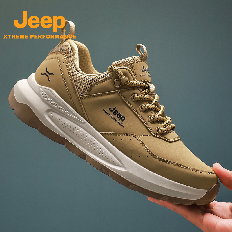 JEEP/吉普秋季上新款男鞋轻便舒适百搭厚底休闲鞋户外防滑徒步鞋