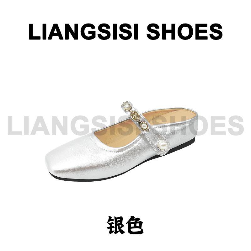 【巴洛克穆勒拖】梁思思SHOES新款珍珠水钻坡跟玛丽珍单鞋-C22
