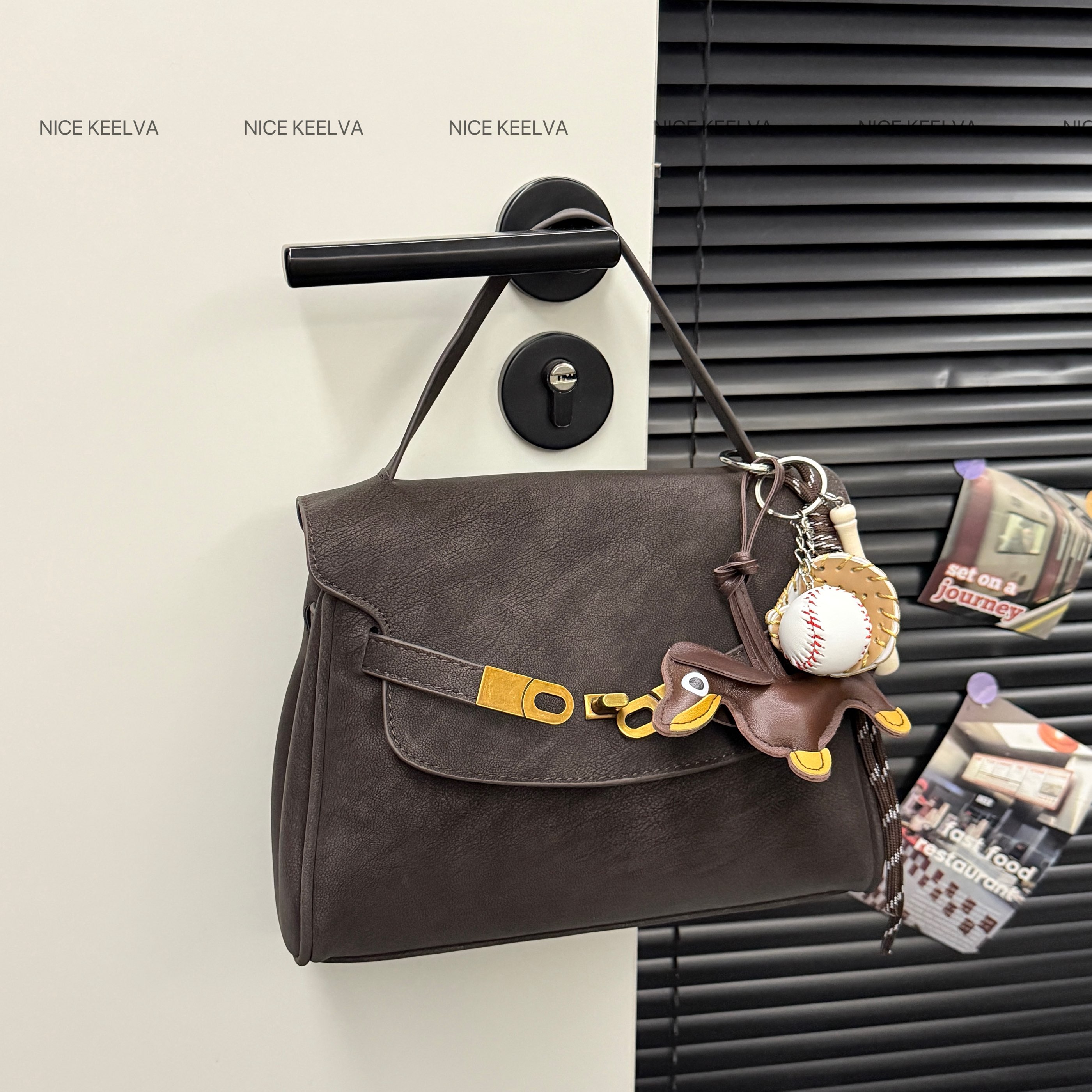 2025冬季新款精致凯莉手提包高级感复古百搭斜挎包