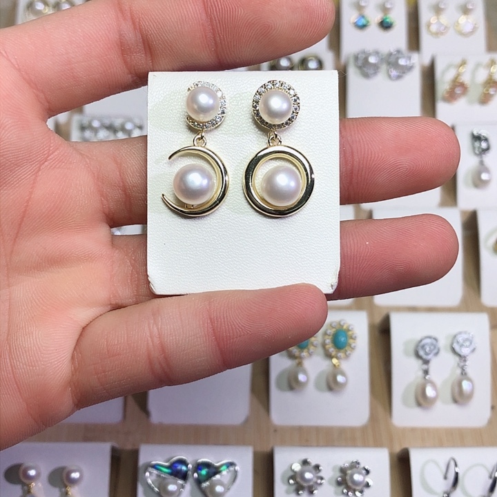 淡水珍珠耳饰银S925镶嵌