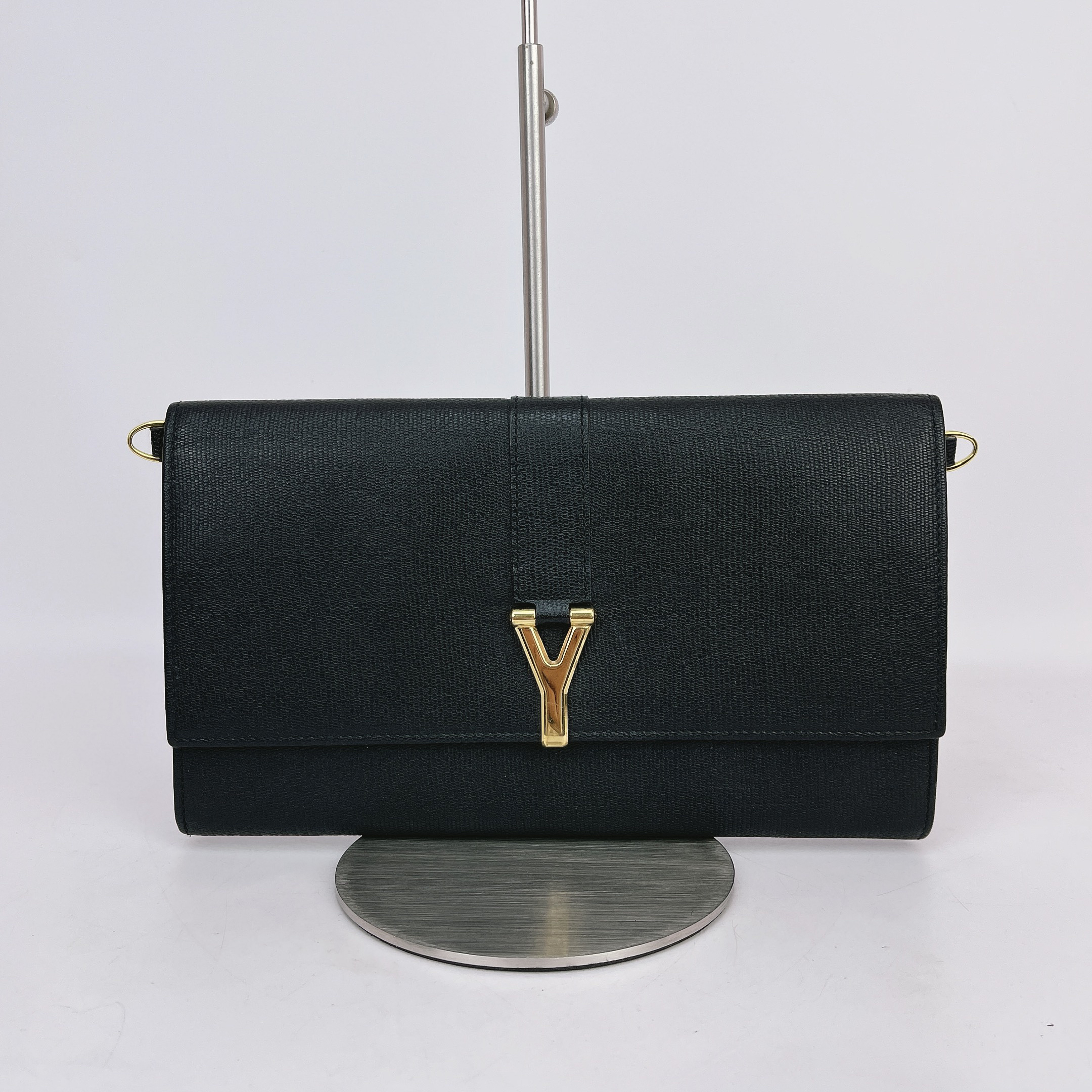 95新 YSL/圣罗兰 圣罗兰 黑色牛皮包长24 J147