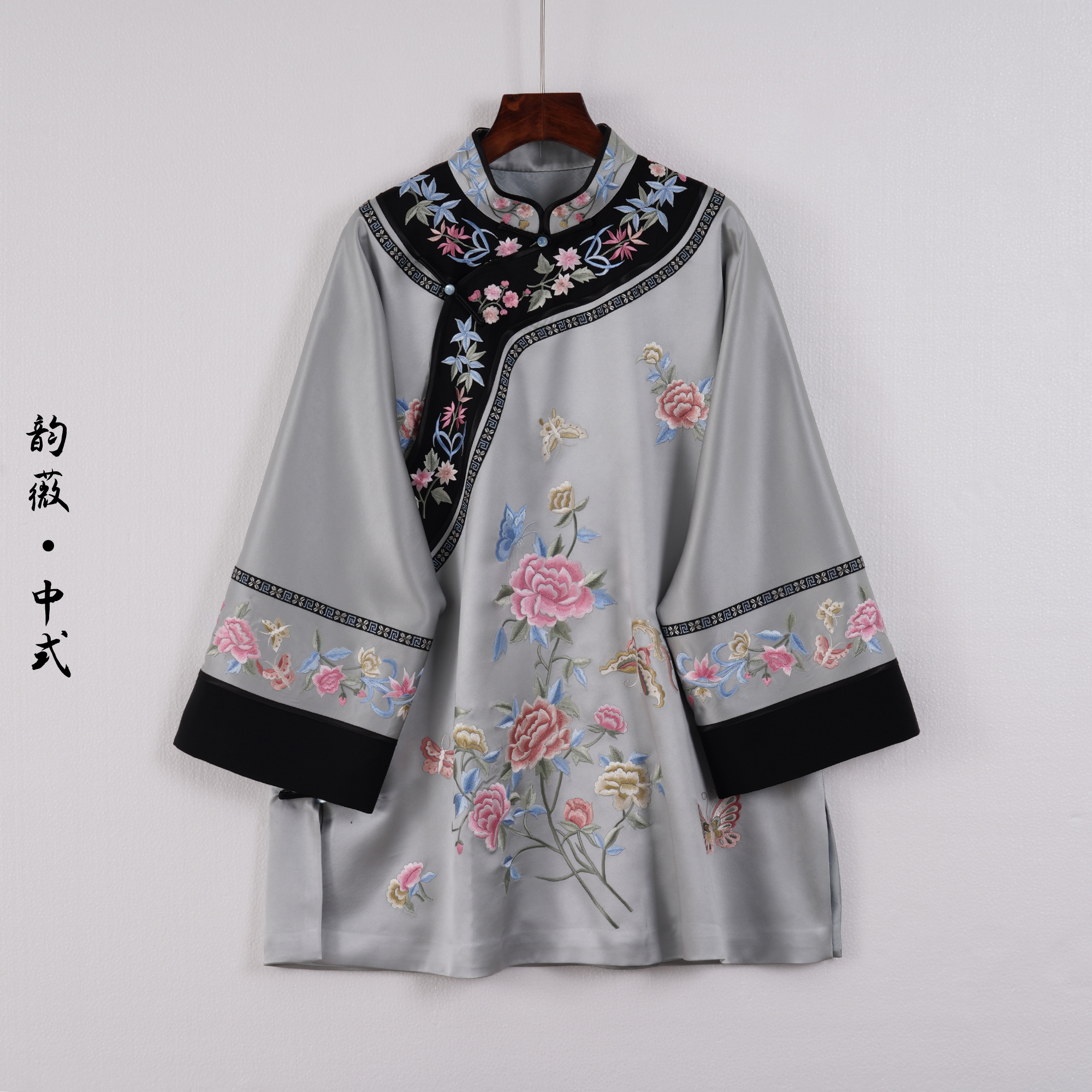 刺绣斜襟常规款薄款常规上衣日常长袖女士新中式复古女装10177