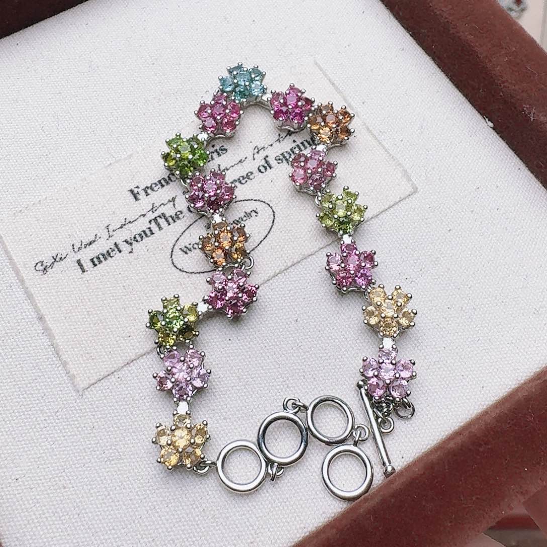 碧玺手链银S925镶嵌手链