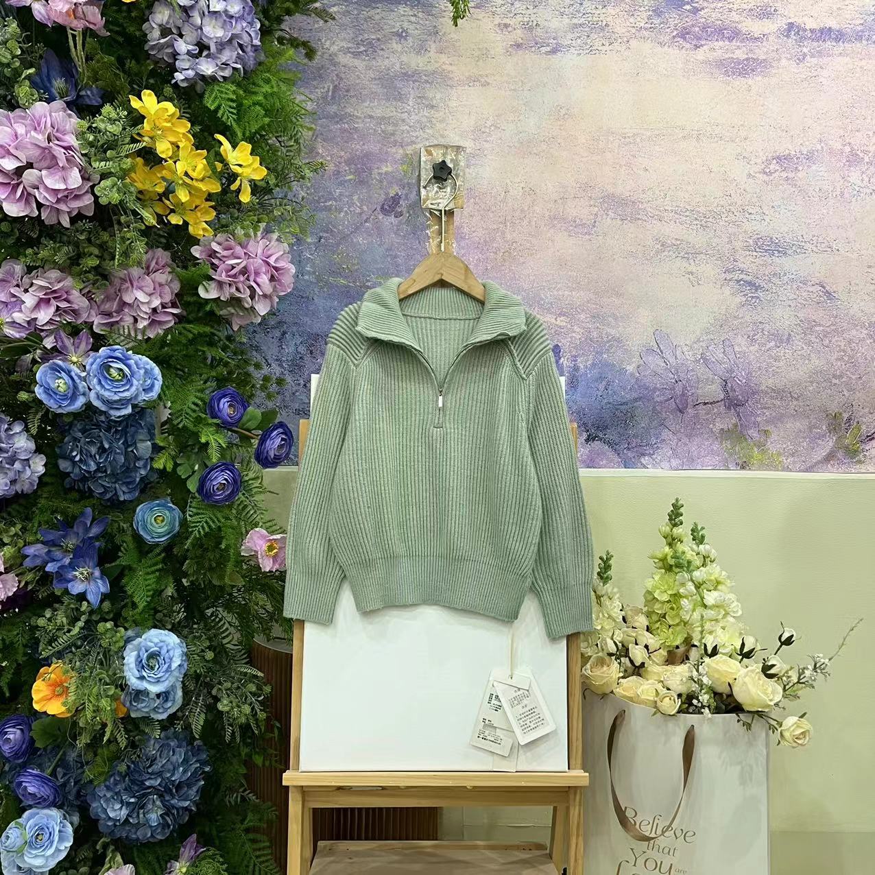 577F绿色毛衣8074