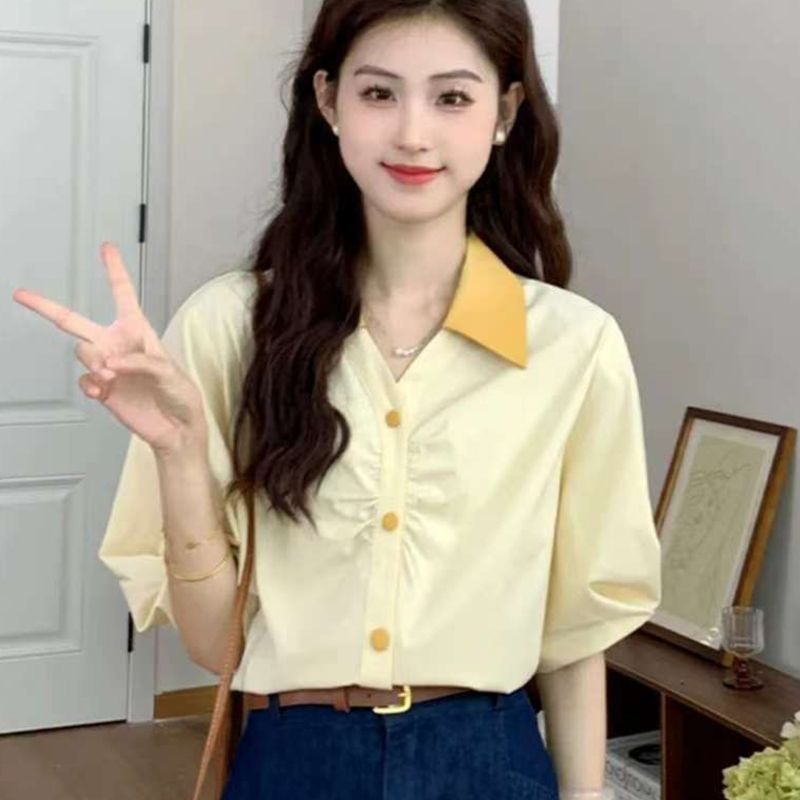 衬衫女2025夏季新款时尚洋气减龄上衣设计小众别致百搭气质小衫潮