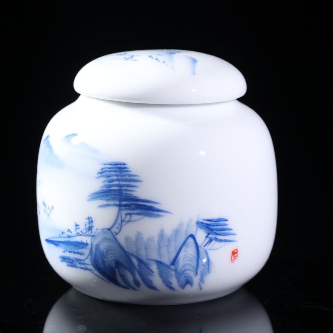 【墨舍好物】手绘山水小茶叶罐 存茶罐储物罐（TH16）景德镇茶具茶道