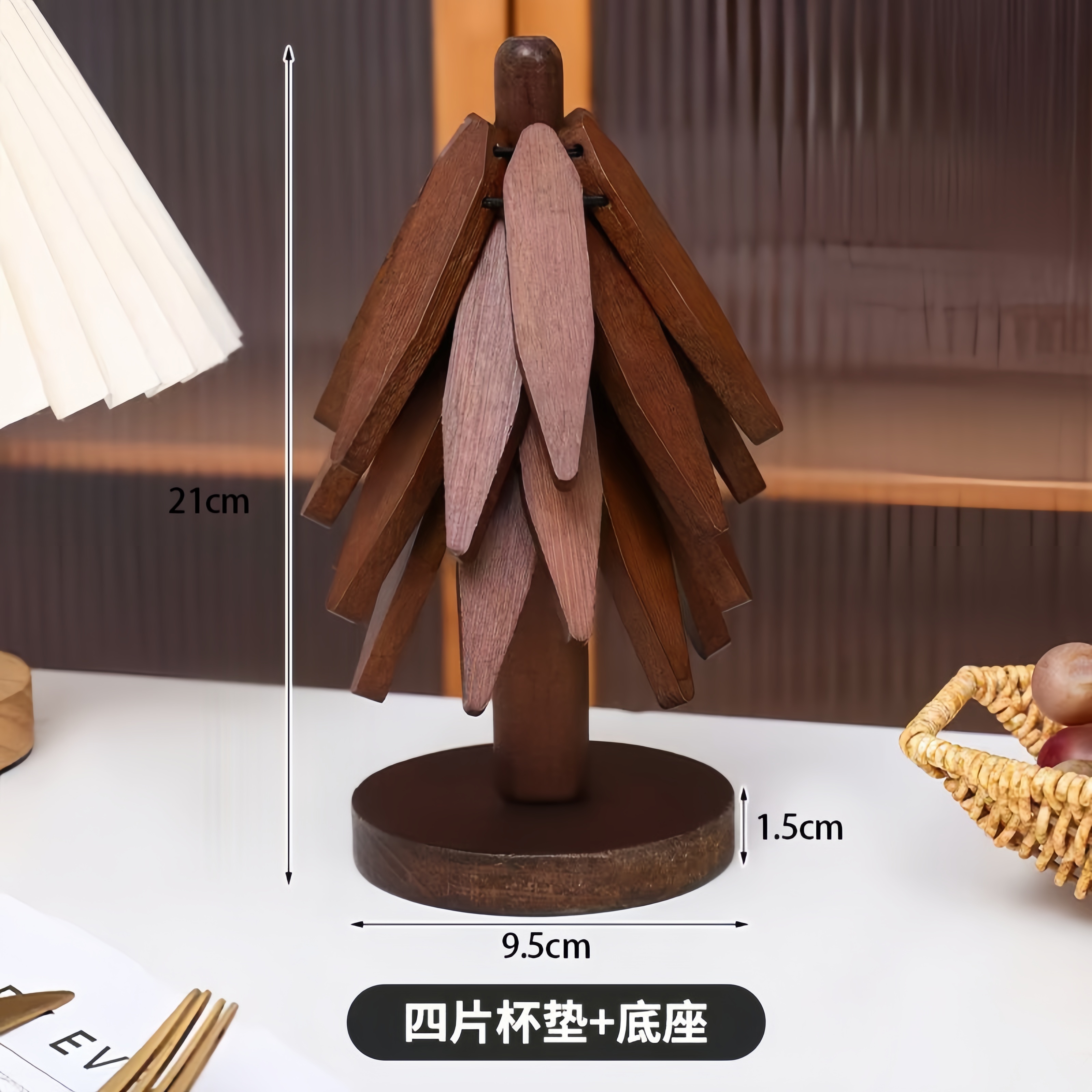 榉木创意一颗圣诞树造型餐桌烫垫防烫桌垫杯垫木质摆件隔热垫子