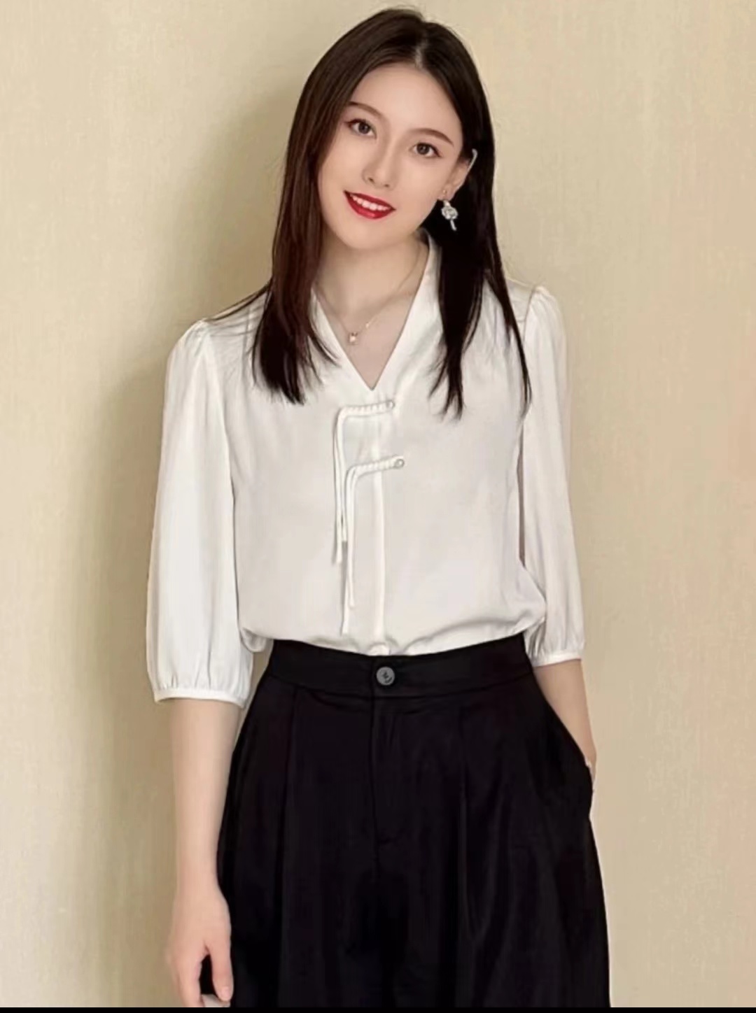 【SY190】新中式盘扣衬衫春装女2025新款高级感小众衬衣宽松上衣