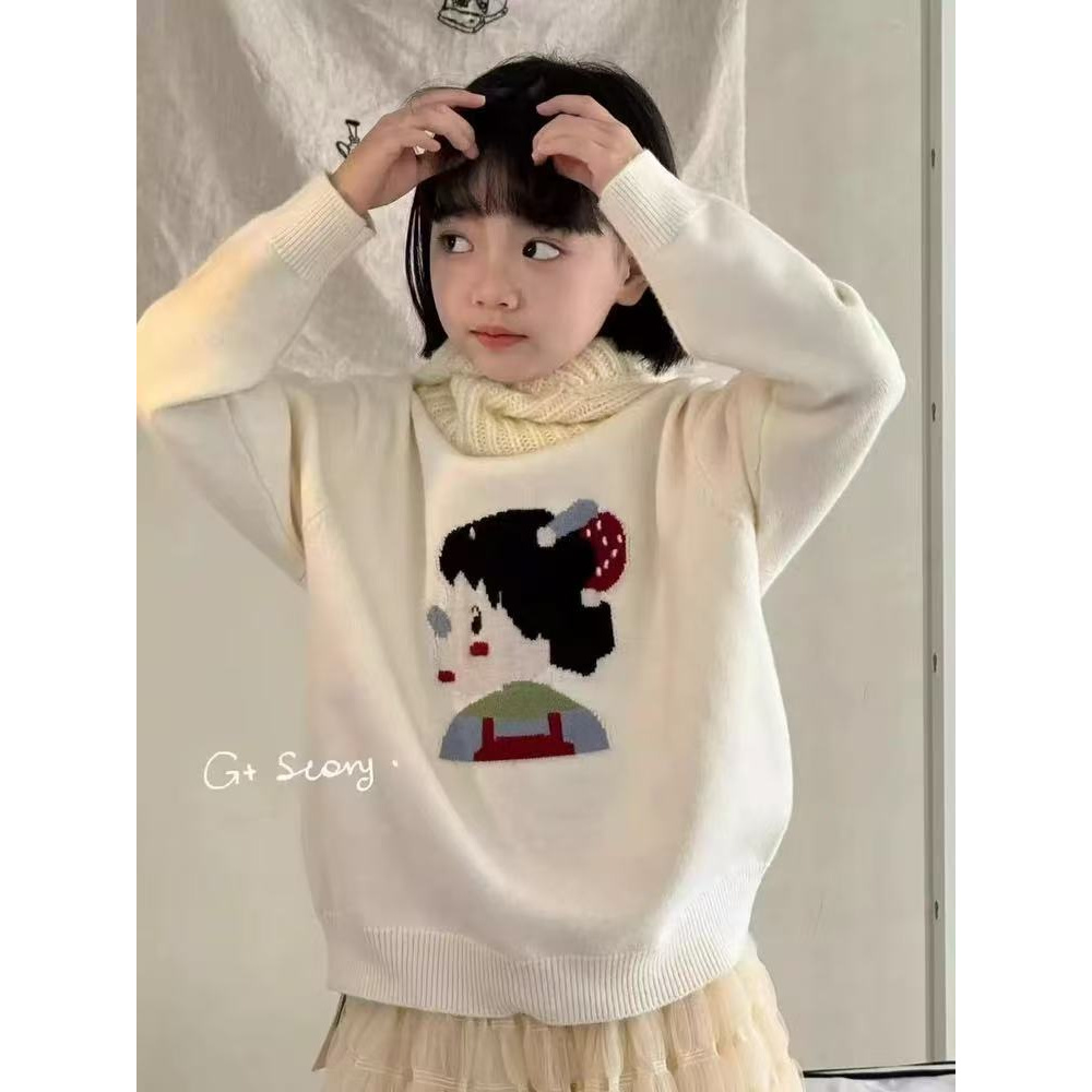 秋冬女童毛衣米白色 6822蕊系
