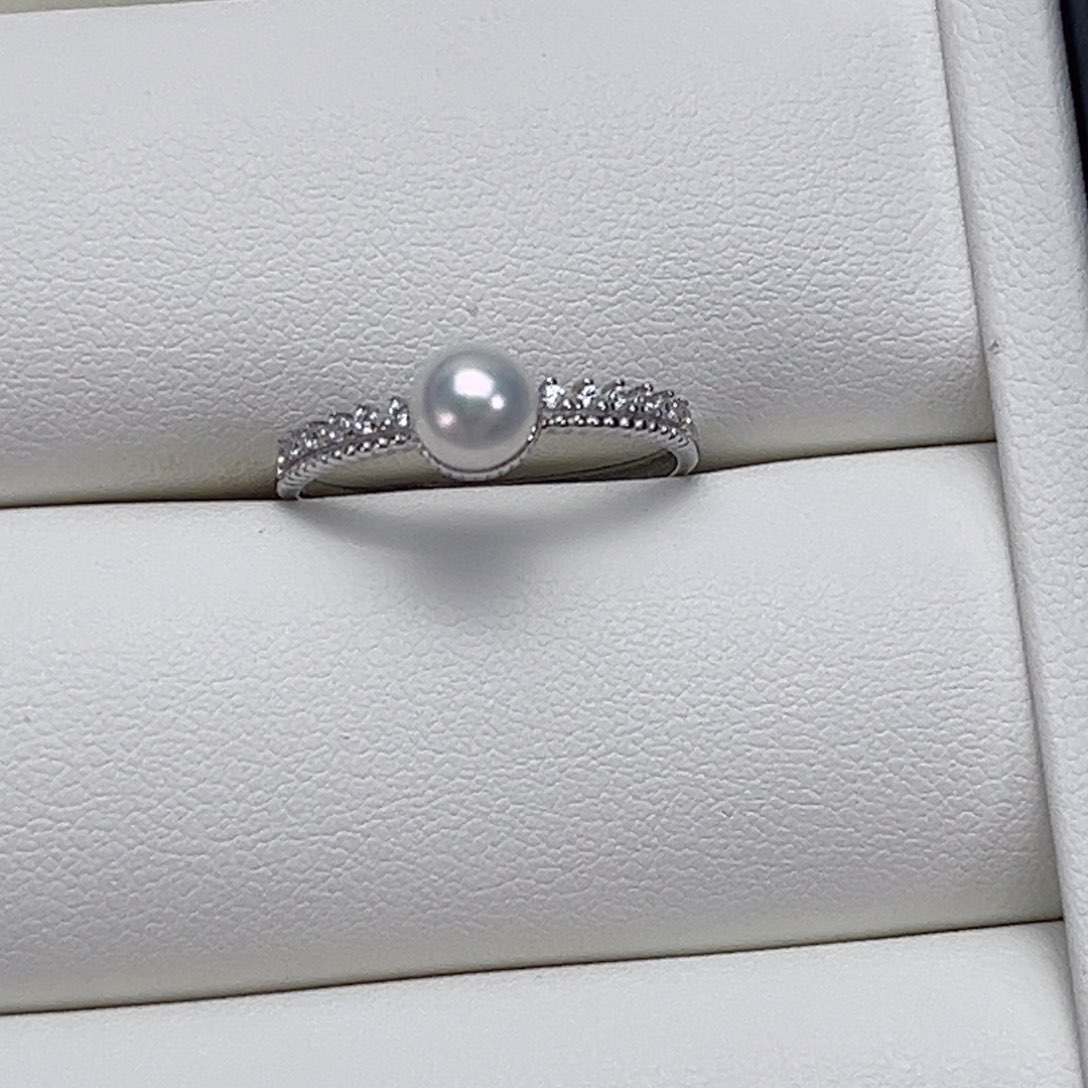 戒指银S925镶嵌淡水珍珠