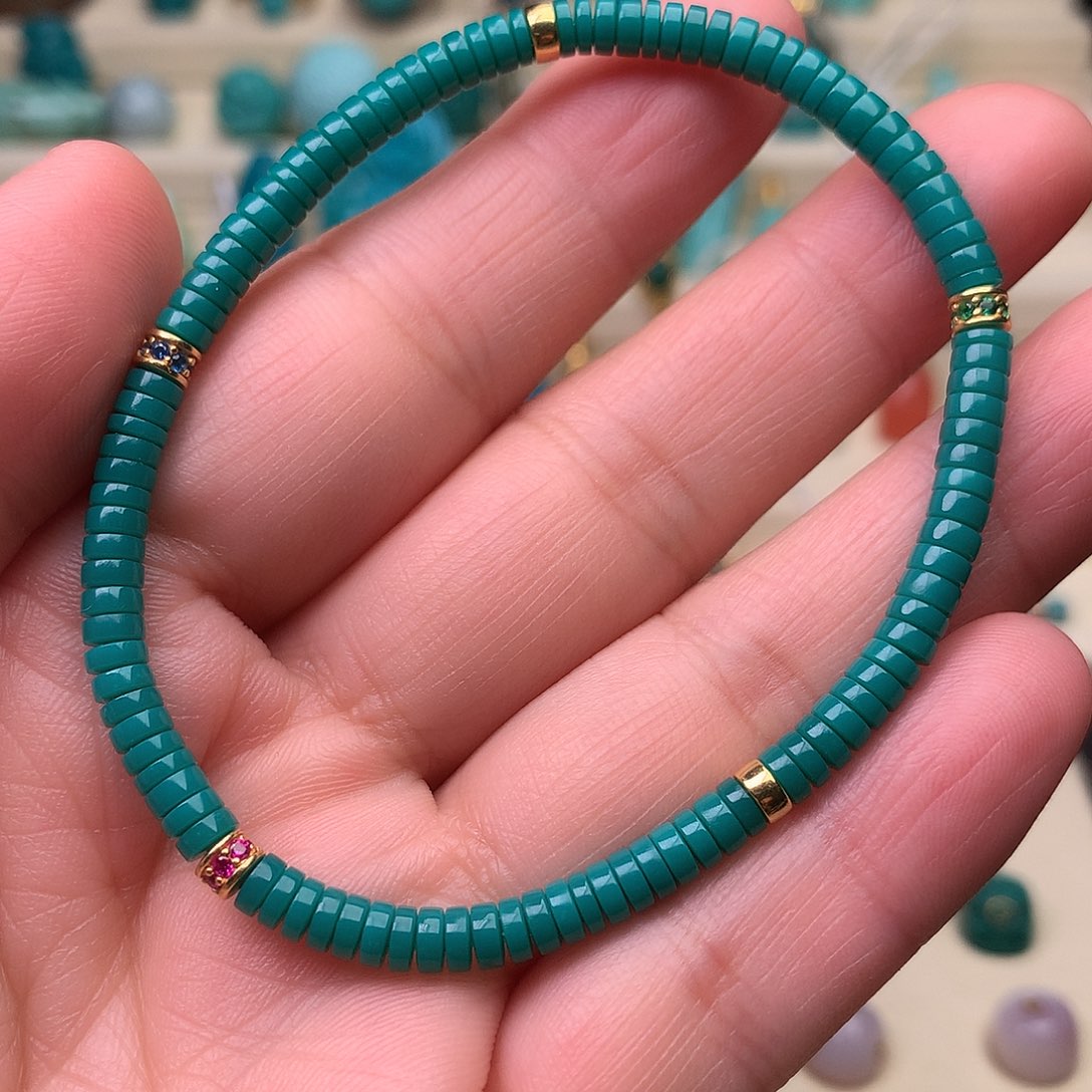 绿松石配珠18K金镶嵌配饰