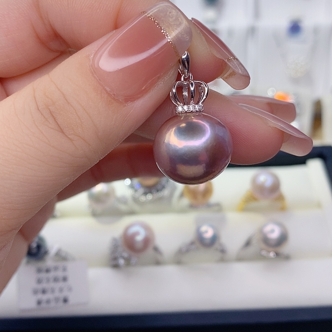 淡水珍珠银S925镶嵌吊坠(赠链)15➕