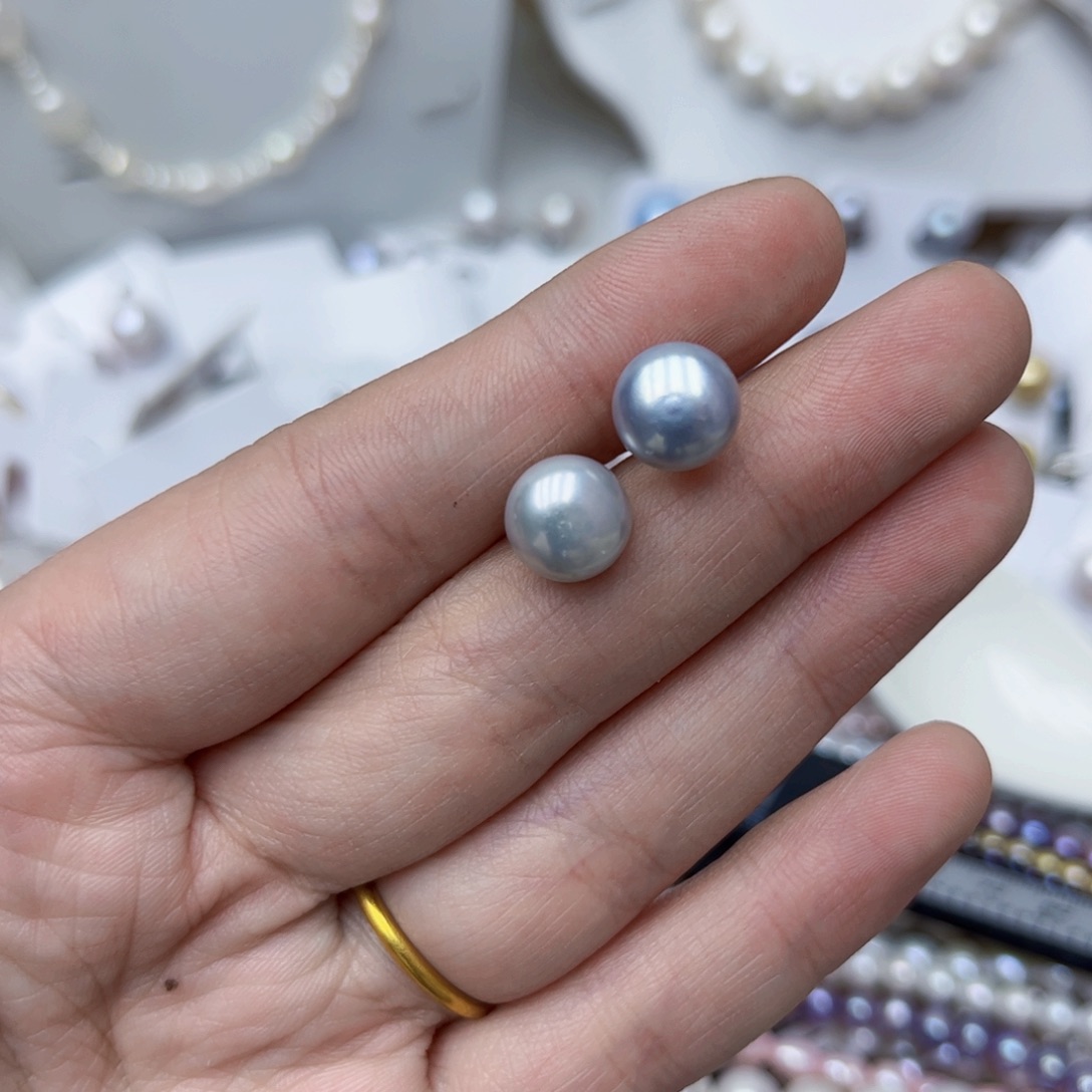 淡水珍珠耳饰银S925镶嵌