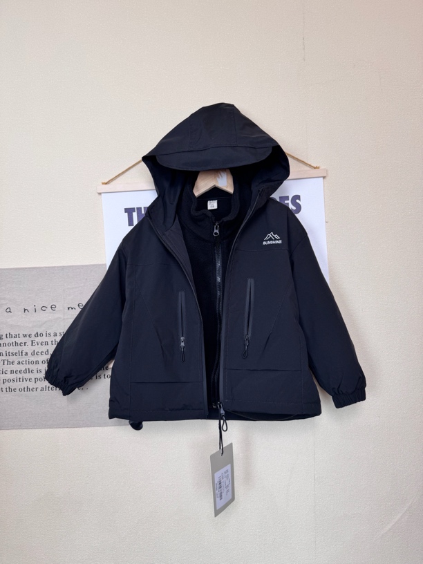 C5黑色加棉冲锋衣2件套