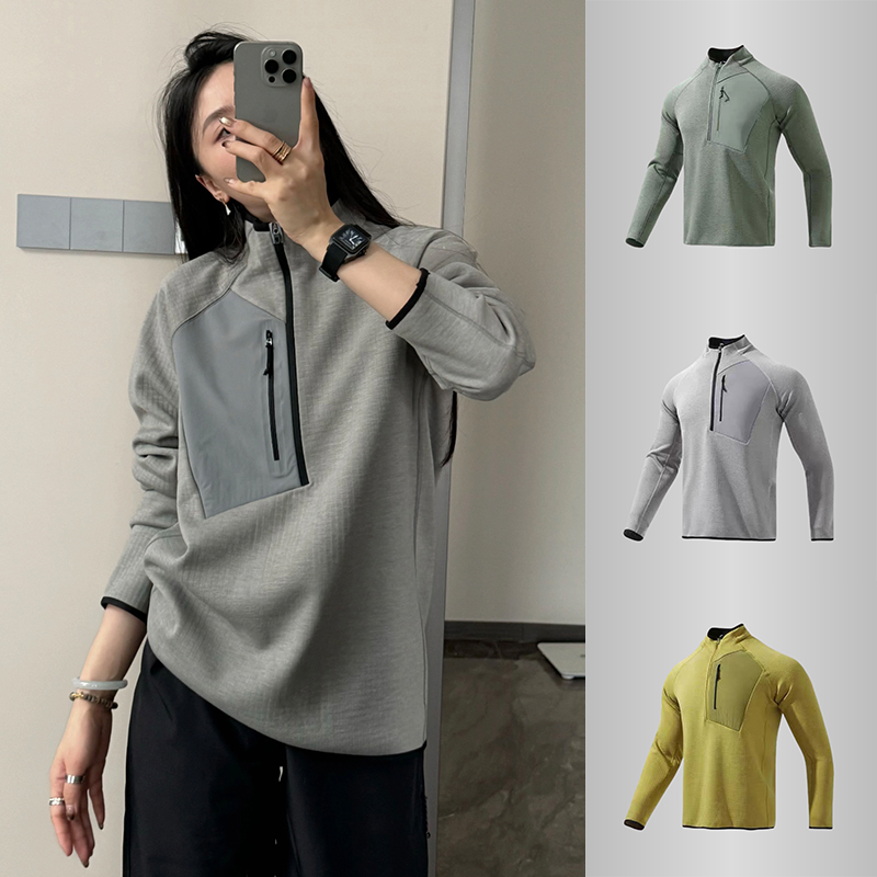 复合方格暖绒！3D立裁！秋冬男女同款户外半拉链立领抓绒衣