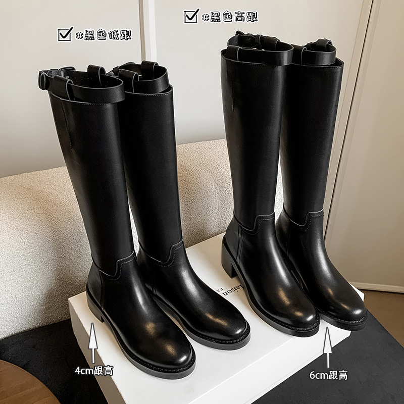 【BILIJIA】秋冬新款牛皮骑士靴时尚显贵优雅气质F808