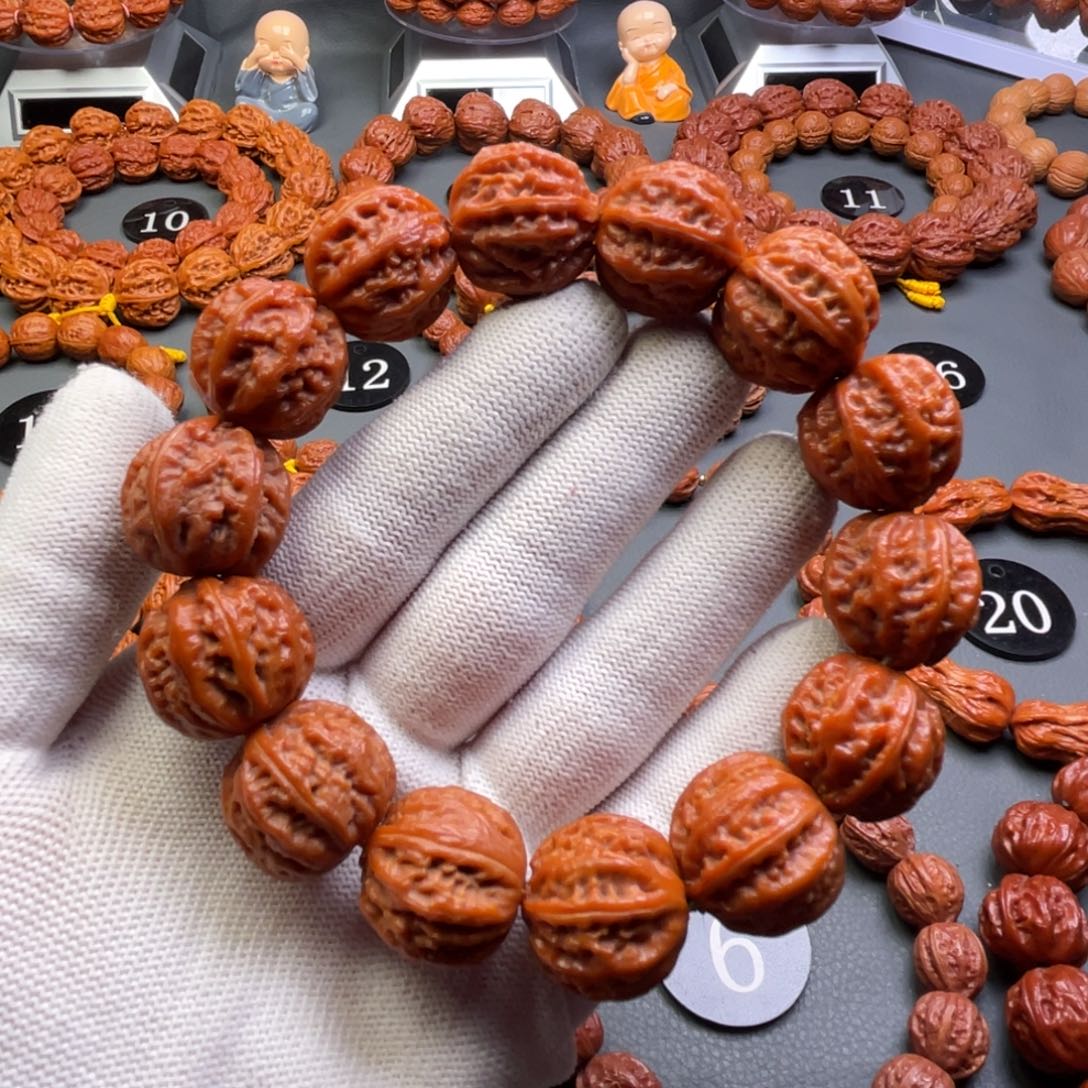 手串文玩核桃野生核桃麻花纹京八棱秋子手串