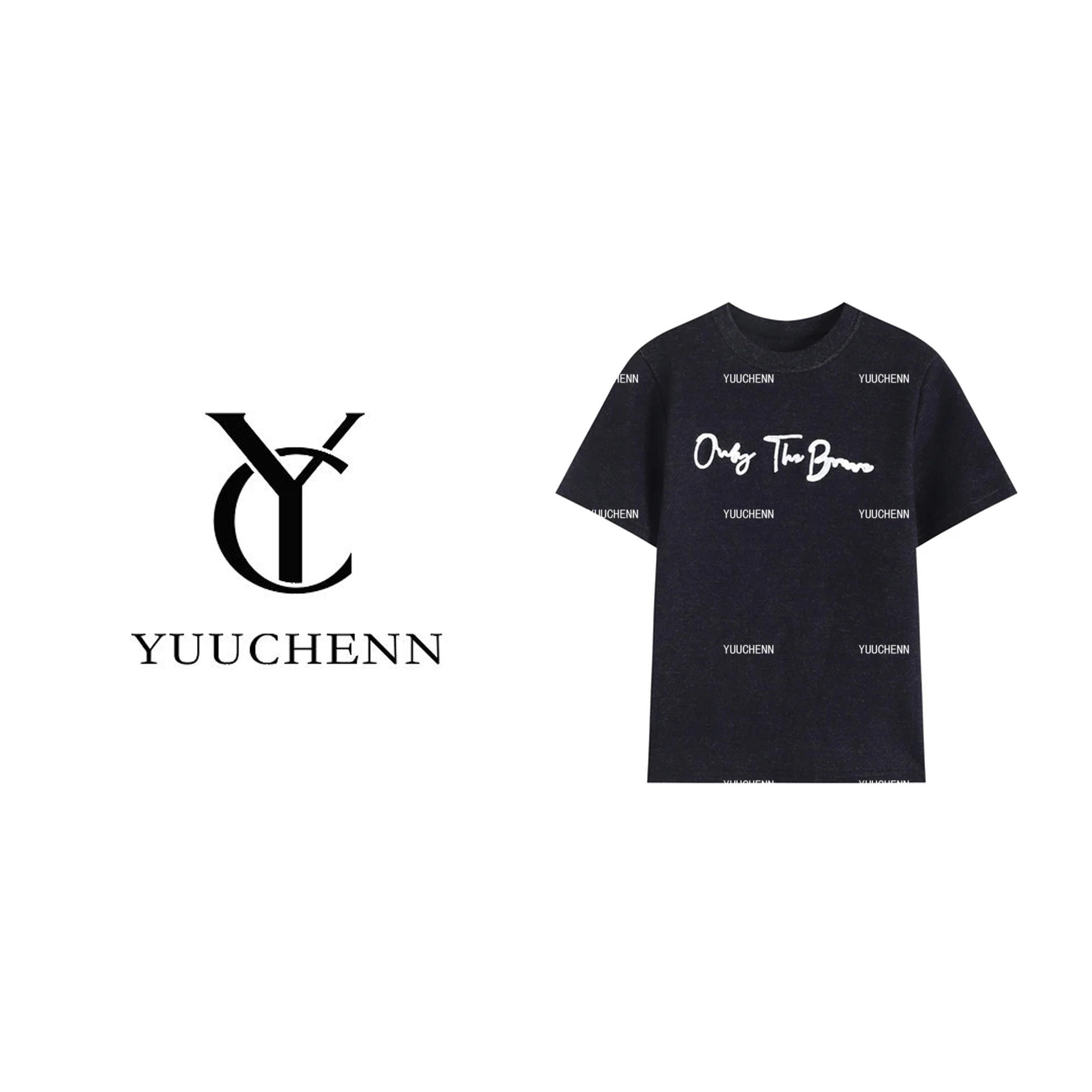 YUUCHENN 简约时髦拉绒字母绣圆领短袖T恤 259002