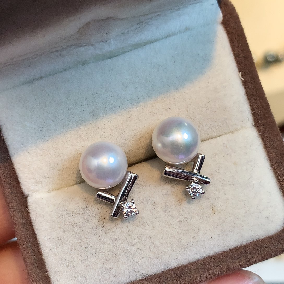 淡水珍珠耳环银S925镶嵌