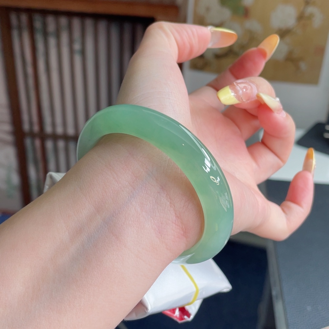 未镶嵌手镯翡翠54.4冰绿芙蓉 水光潋滟 花柳酣风日8号