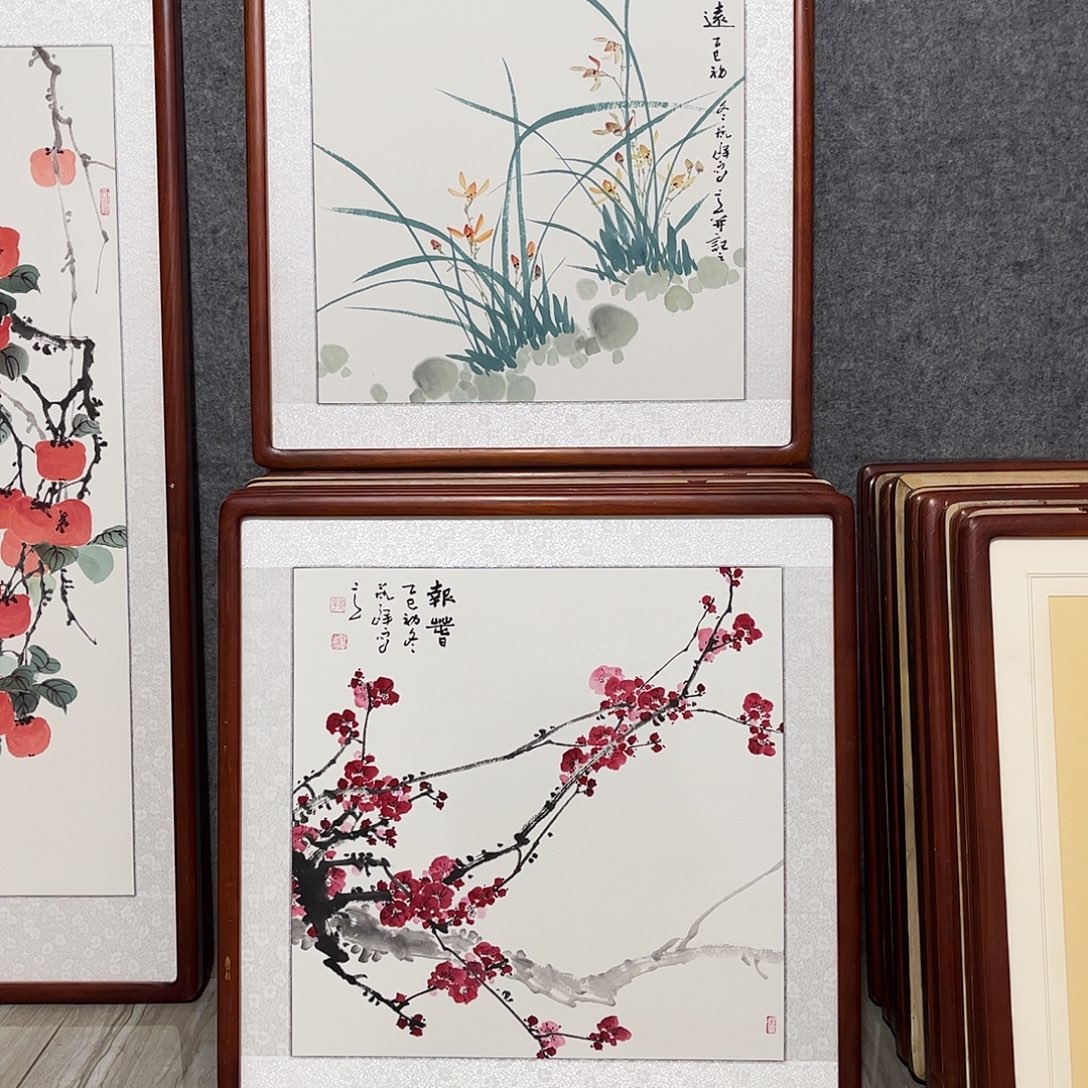 国画书画作品带框63×63
