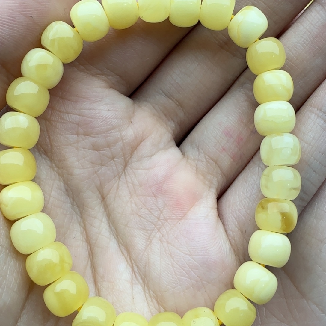 蜜蜡未镶嵌裸石微瑕飘花手串