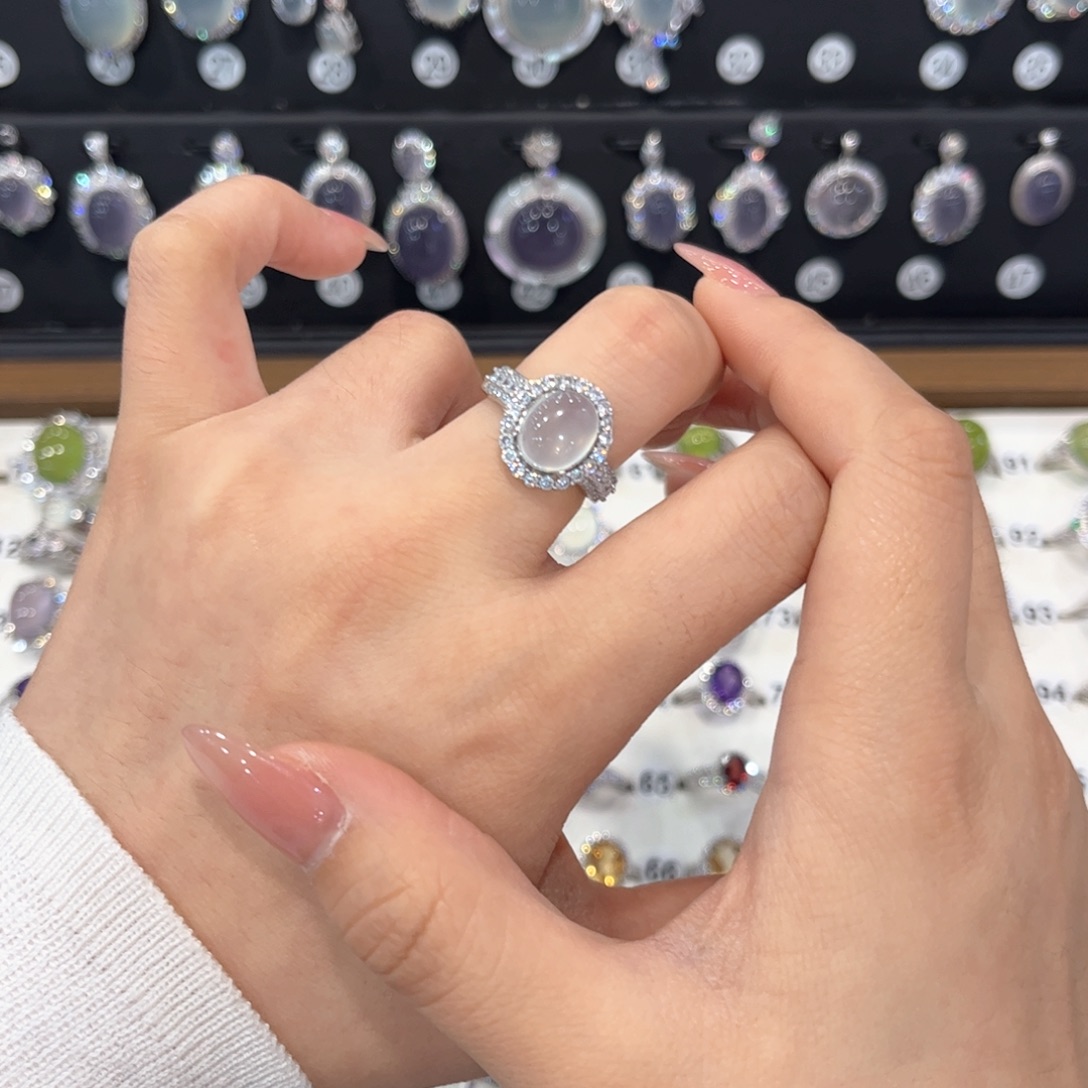 鱼***。岫玉银S925镶嵌戒指