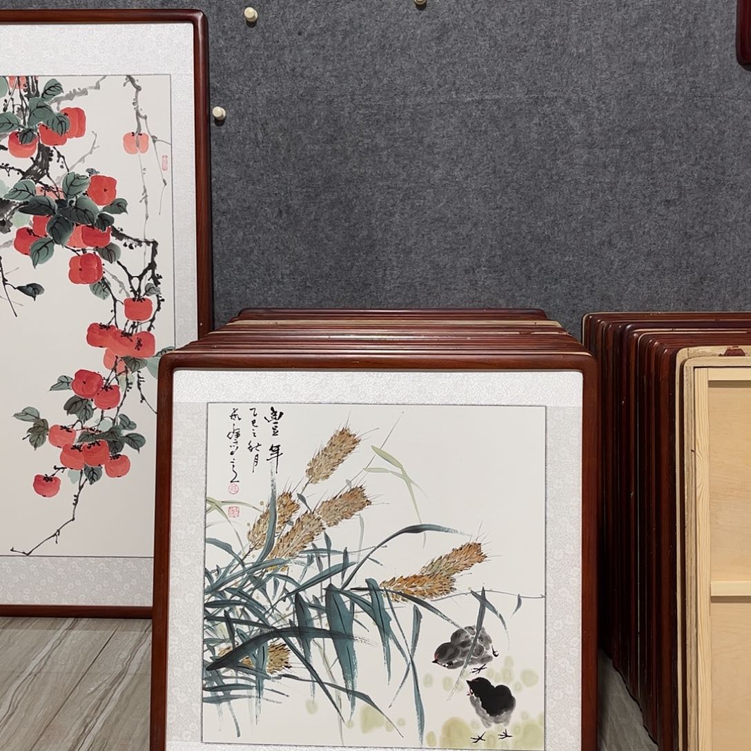 国画书画作品带框63×63