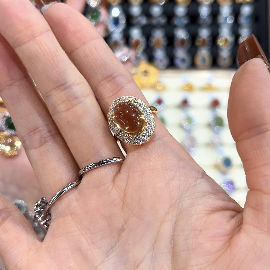 水晶金色拖不保色介意慎拍银托不掉色银S925镶嵌雨***?