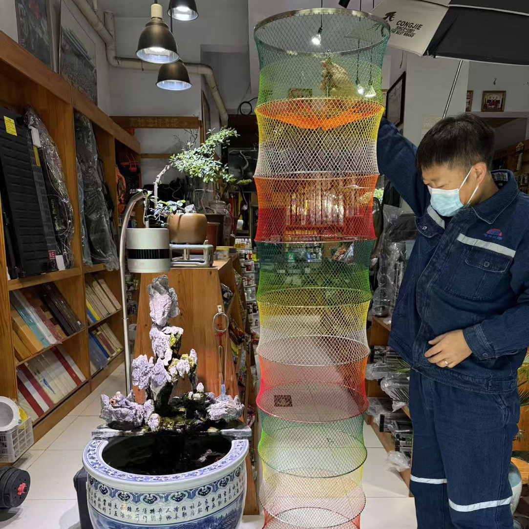 40直径1.98米16编原色原丝PE线304不锈钢圈口纯手工编织鱼护