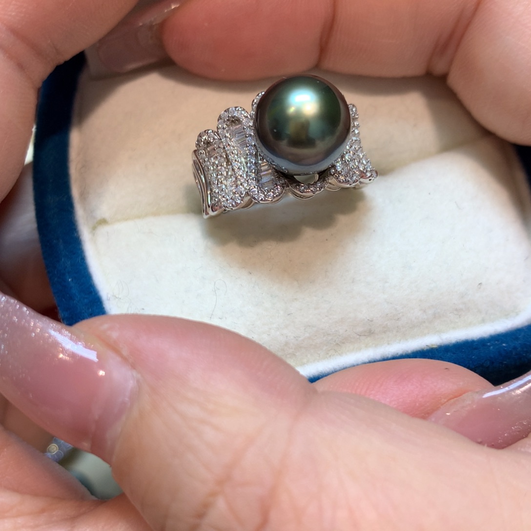 海水珍珠戒指银S925镶嵌