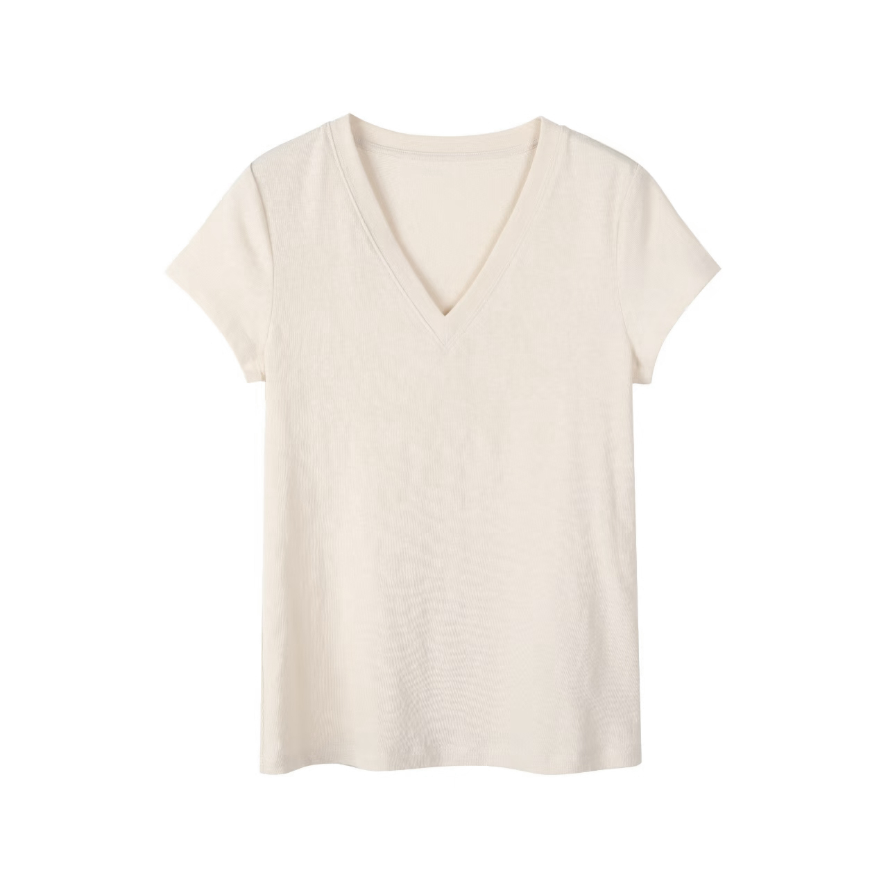 30565 夏款法式正肩V领短袖亚麻针织T恤0177