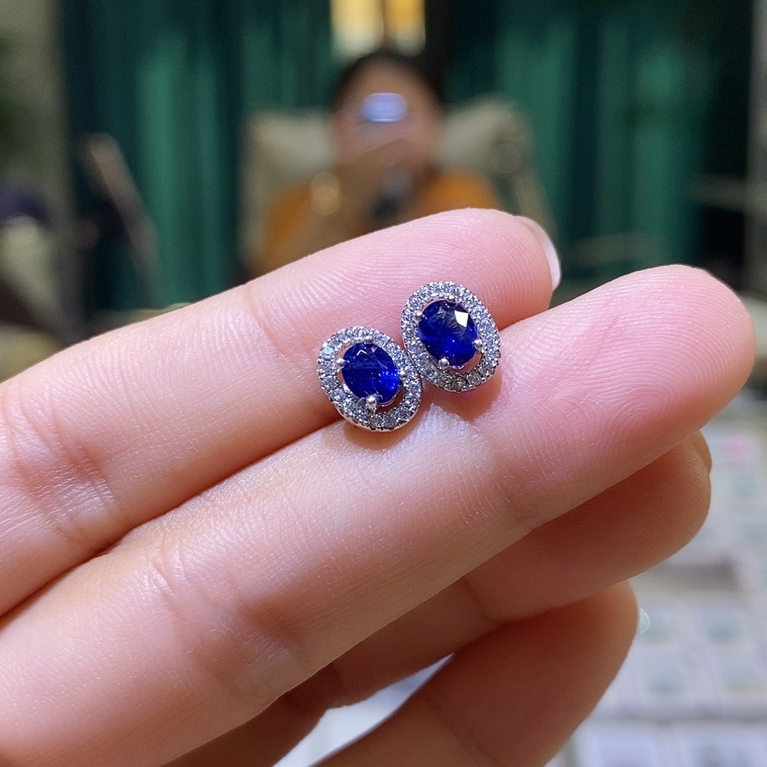 戒指蓝宝石银S925镶嵌天然蓝宝石