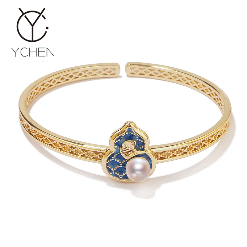 铜合金手镯 淡水葫芦手镯女轻奢开口戒指女可调节手链