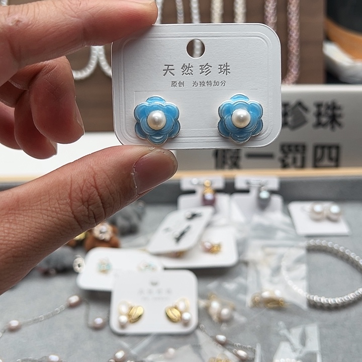 淡水珍珠耳饰银S925镶嵌