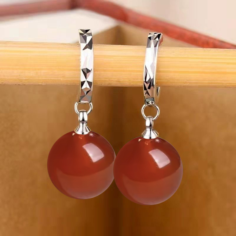 足银耳饰 s999纯银耳环女2026年简约气质爆款耳坠喜庆百搭耳饰